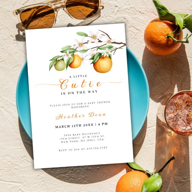 Summer Little Süsse Citrus Clementine Baby Dusche Einladung (Summer Little Cutie Citrus Clementine Baby Shower Invitation)