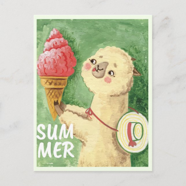 Summer Llama Postcard Postkarte (Vorderseite)