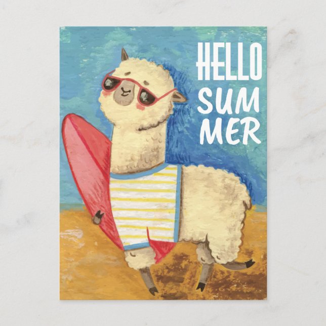 Summer Llama Postkarte (Vorderseite)