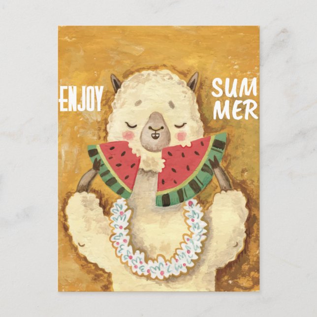 Summer Llama Postkarte (Vorderseite)