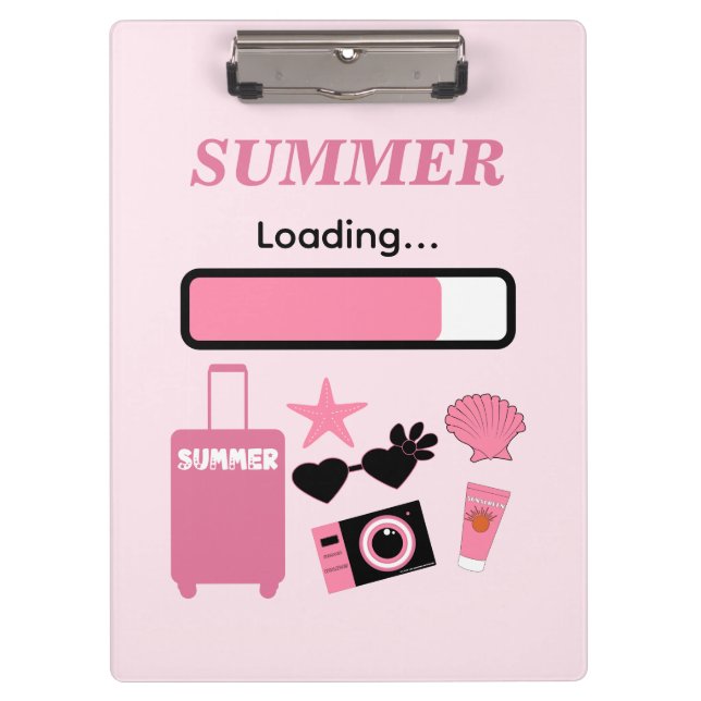 Summer Loading Pink Clipboard Klemmbrett (Vorderseite)