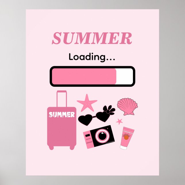 Summer Loading Pink Summer Wall Art Poster (Vorne)