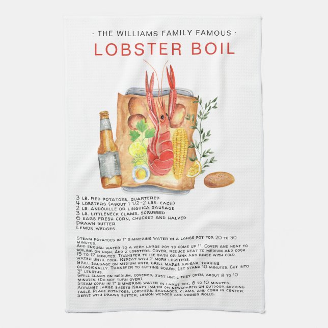 Summer Lobster Boil | Recipe Heirloom Teetuch Geschirrtuch (Vertikal)