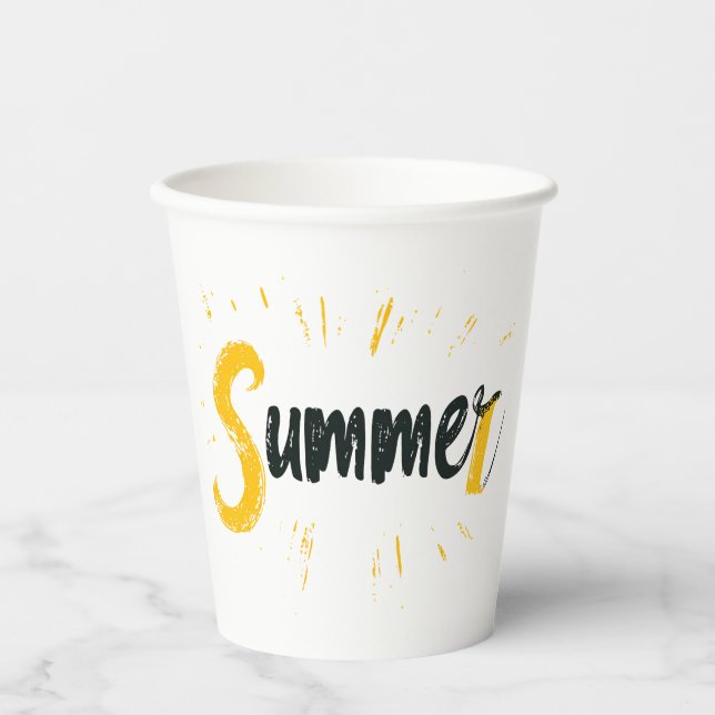 Summer Logo - Summer Text Design Pappbecher (Vorderseite)