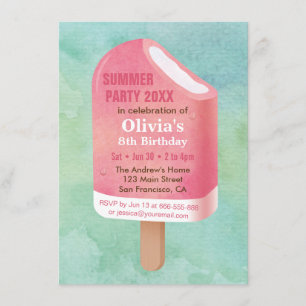 Summer Lolly Popsily Ice Cream Geburtstagsparty Einladung