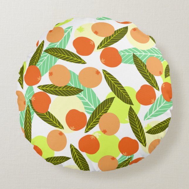 Summer Loquat Rundes Kissen (Vorderseite)