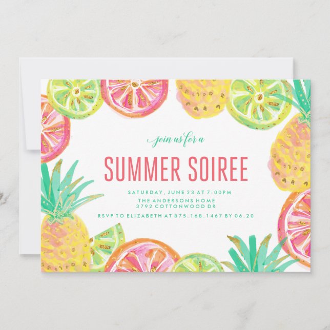 Summer Luau GRILLEN Party Invision Einladung (Vorderseite)