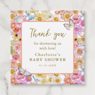 Summer Luxe Floral Bloom Baby Dusche Vielen Dank Geschenkanhänger