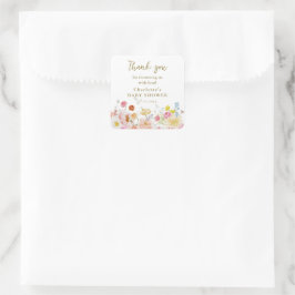 Summer Luxe Floral Bloom Baby Dusche Vielen Dank Quadratischer Aufkleber