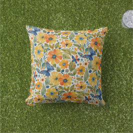 Summer Magic Gold und Blue Floral Kissen