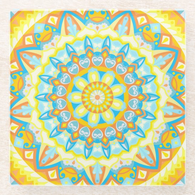 Summer Mandala Glasuntersetzer (Vorderseite)