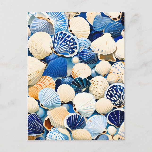 Summer Marine Seashells Feiertagspostkarte (Vorderseite)