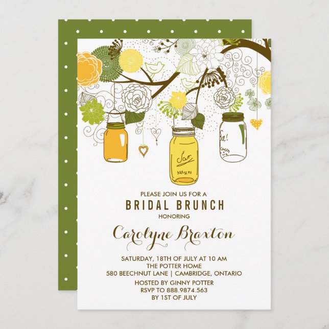 Summer Mason Jars | Einladung von Bridal Brunch (Vorne/Hinten)