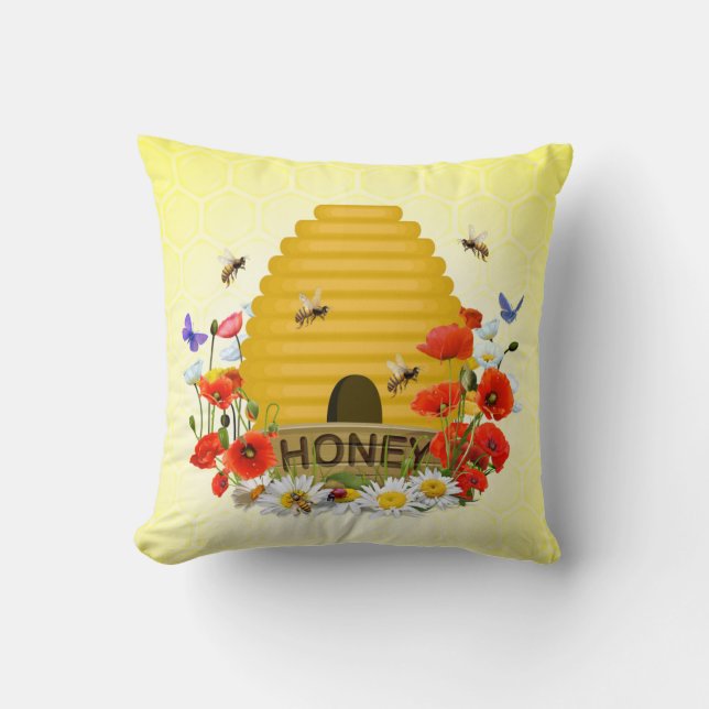 Summer Meadow Beehive und Honey Pot Kissen (Vorderseite)