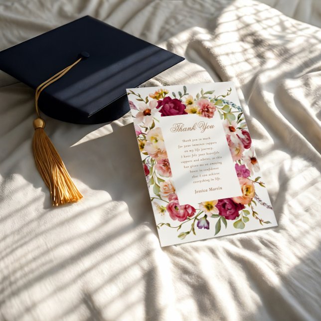 Summer Meadow Floral Abschluss Danke Karte (Von Creator hochgeladen)