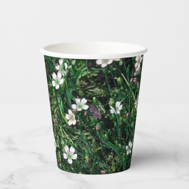 Summer Meadow Small White & Light Pink Wildblumen Pappbecher (Vorderseite)