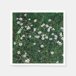 Summer Meadow Small White & Light Pink Wildblumen Serviette
