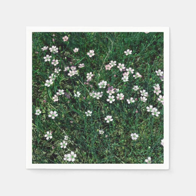 Summer Meadow Small White & Light Pink Wildblumen Serviette (Vorderseite)