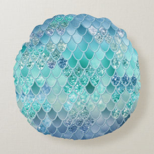 Summer Mermaid Glitzer Scales #12 (Imitate Glitzer Rundes Kissen