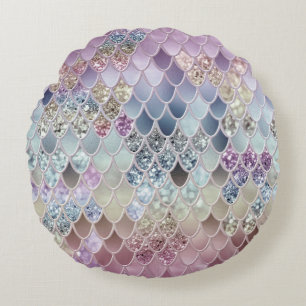 Summer Mermaid Glitzer Scales #13 (Imitate Glitzer Rundes Kissen