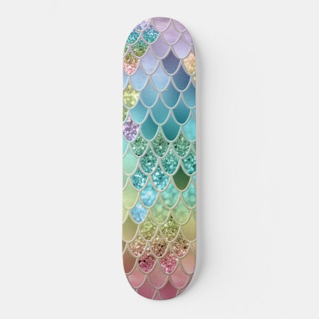 Summer Mermaid Glitzer Scales #1 (Imitate Glitzer) Skateboard (Vorderseite)
