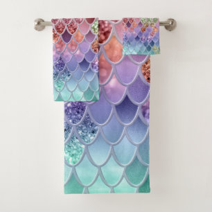 Summer Mermaid Glitzer Scales #7 (Imitate Glitzer) Badhandtuch Set