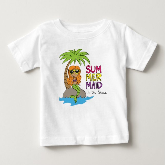 Summer Mermaid Niedlich Baby T - Shirt White (Vorderseite)