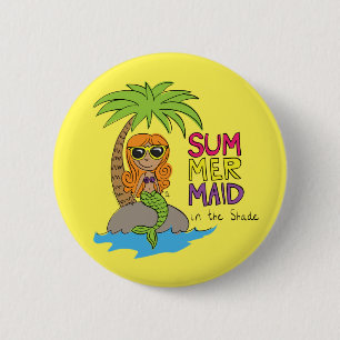 Summer Mermaid Niedlich Water Flasche Limon gelb Button