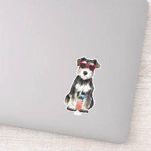 Summer Miniature Schnauzer Vinyl Sticker
