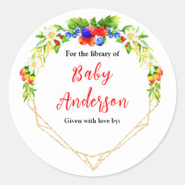 Summer Mixed Berries Baby Dusche Buchzeichen Runder Aufkleber