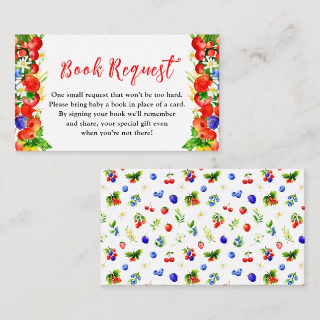 Summer Mixed Berries Baby Showbucher anfordern Begleitkarte (Vorne/Hinten)