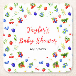 Summer Mixed Berries Baby Shower Rechteckiger Pappuntersetzer