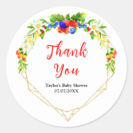 Summer Mixed Berries Baby Shower Thank You Runder Aufkleber