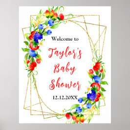 Summer Mixed Berries Baby Shower Welcome Sign Poster