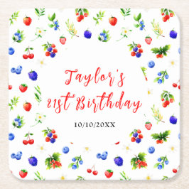 Summer Mixed Berries Birthday Party Rechteckiger Pappuntersetzer