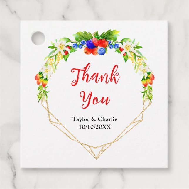 Summer Mixed Berries Wedding Danke Geschenkanhänger (Vorderseite)