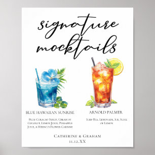 Summer Mocktails Blue Hawaiian Arnold Palmer Menü Poster