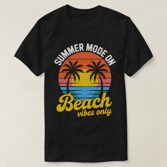 Summer Mode On Retro Sunset Beach Tee (Design vorne)
