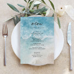 Summer Modern Beach Wedelkarten Menükarte<br><div class="desc">Summer Elegante Coastal Beach Wedding Menu Cards Minimalistische Wedding Menu Cards | Moderne Speisekarte,  Abendmenü für Hochzeiten,  rustikales Buffet zum Hochzeitsessen und Getränkekarte,  einfache kalligraphische rustikale Hochzeitsmenüs,  rustikales Hochzeitsmenü,  Menü für Hochzeitstische</div>