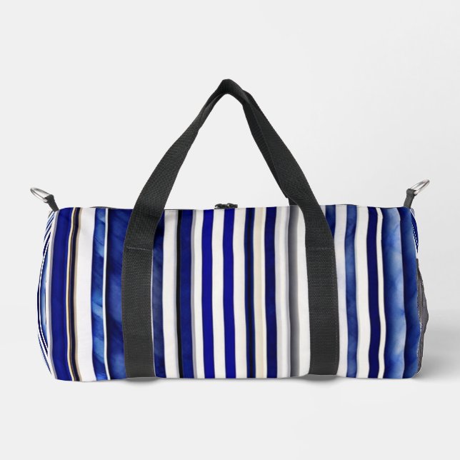 Summer Modern Navy Blue Boat Stripes Collection Duffle Bag (Vorderseite)