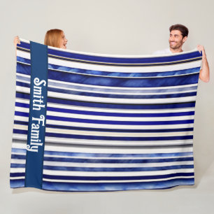 Summer Modern Navy Blue Boat Stripes Collection Fleecedecke