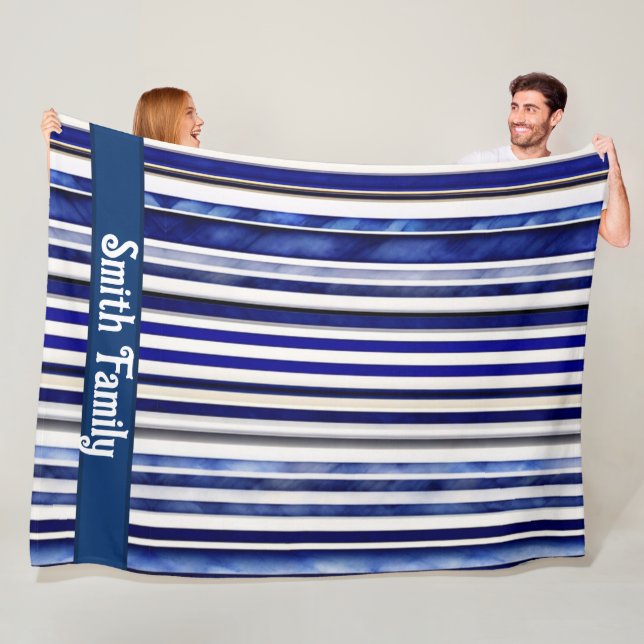 Summer Modern Navy Blue Boat Stripes Collection Fleecedecke (Beispiel)