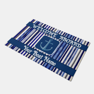 Summer Modern Navy Blue Boat Stripes Collection Fußmatte