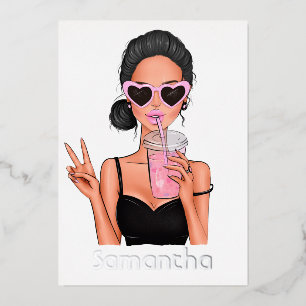 Summer Mood Fashion Beach Glam Lady Foil Einladung