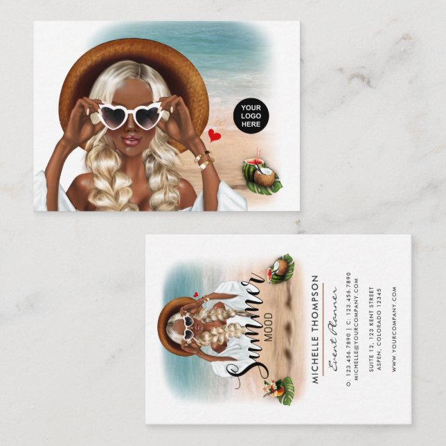 Summer Mood Fashion Event Planner Business Card Visitenkarte (Vorne/Hinten)