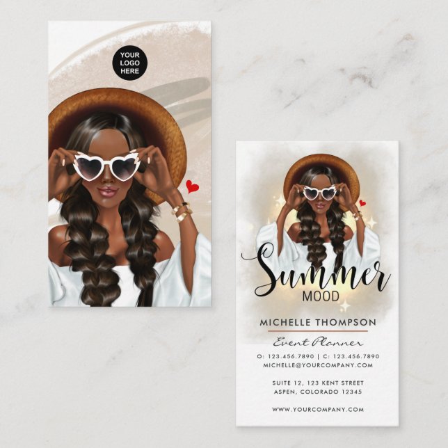 Summer Mood Fashion Event Planner Business Card Visitenkarte (Vorne/Hinten)
