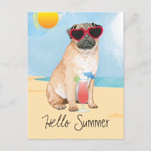 Summer Mops Postkarte (Vorderseite)