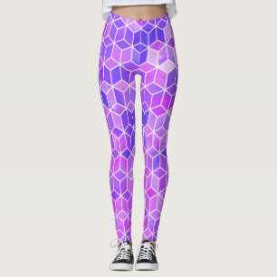 Summer Mosaic: Watercolor Cube Fusion Leggings