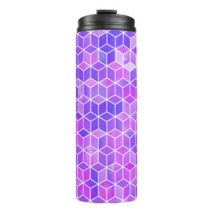 Summer Mosaic: Watercolor Cube Fusion Thermosbecher