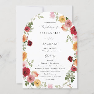 Summer Multi Color Floral Wedding Program 2 - Arch Einladung